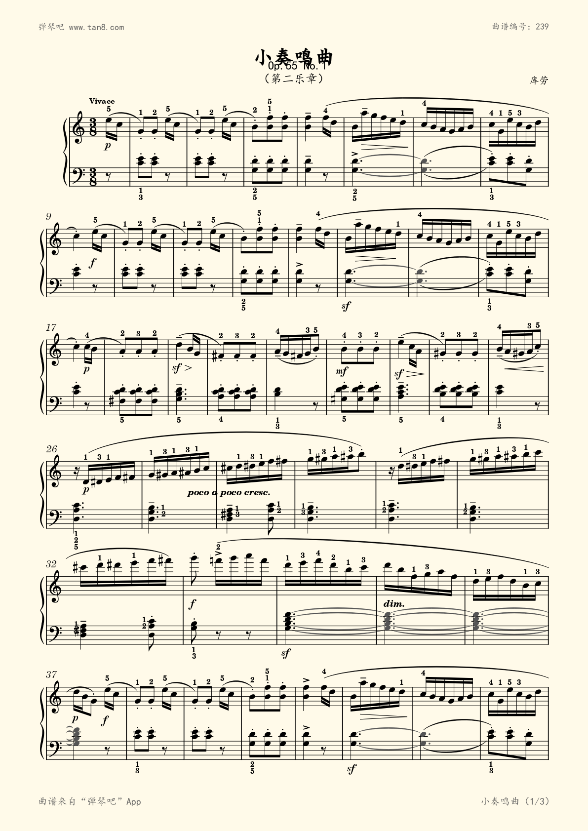 库劳-c大调钢琴小奏鸣曲(库劳-c大调钢琴小奏鸣曲 op.55 no.2)图片